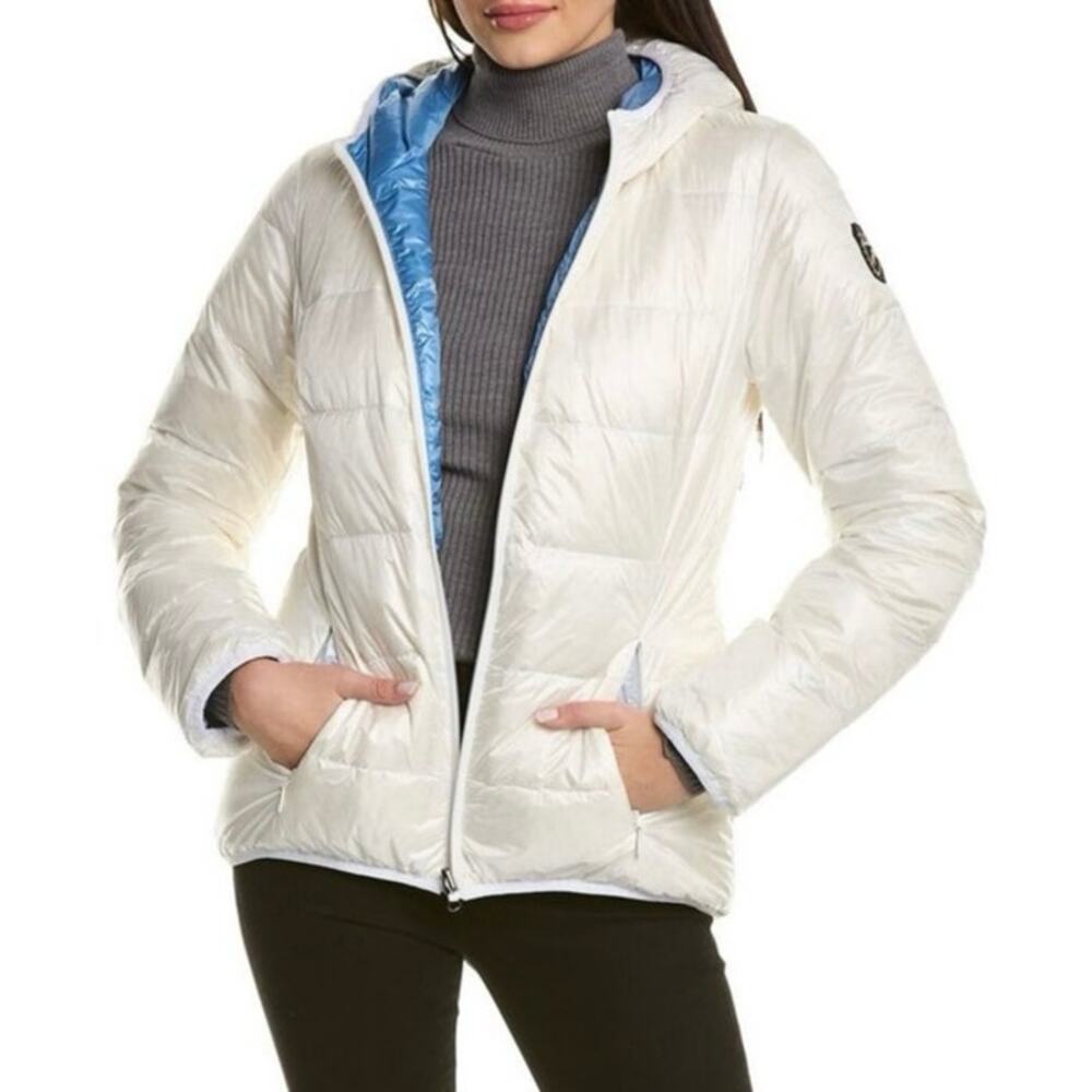 Skea Stone Puffy Reversible Down Puffer Jacket White / Tranquil Blue 16 NWT